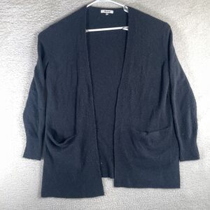 Madewell Open Cardigan Womens XS Wool Blend Black Long Sweater Pockets